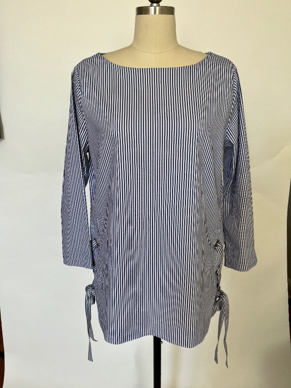 Banana Republic Blue White Stripe Lace-Up Tunic Top Size M